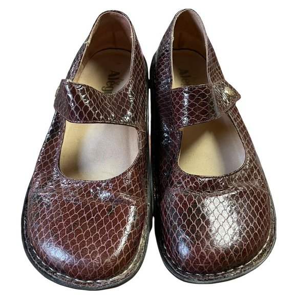 Alegria Paloma PAL-702 Brown Snake Print Mary Jane Leather Clogs Womens 7-7.5 - Picture 5 of 10